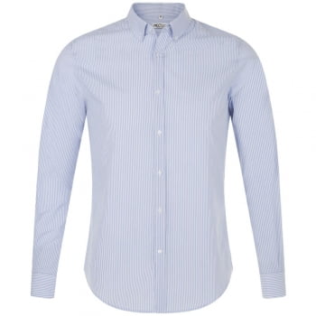 Рубашка мужская BEVERLY MEN, белая с синим купить с нанесением логотипа оптом на заказ в интернет-магазине Санкт-Петербург