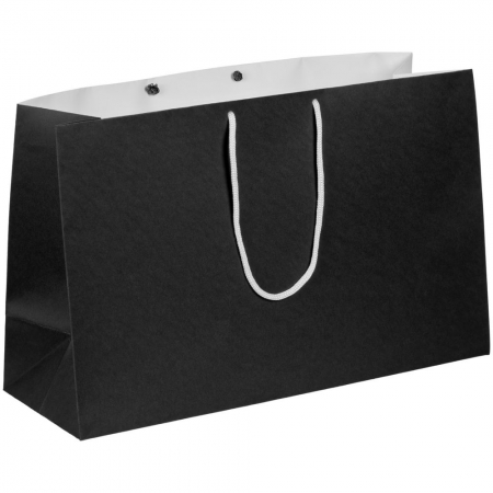 Пакет бумажный Bicolor, белый с черным купить с нанесением логотипа оптом на заказ в интернет-магазине Санкт-Петербург