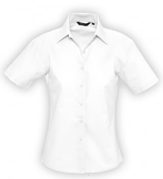 Рубашка женская с коротким рукавом ELITE, белая купить с нанесением логотипа оптом на заказ в интернет-магазине Санкт-Петербург