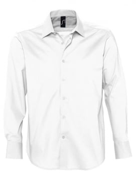 Рубашка мужская с длинным рукавом BRIGHTON, белая купить с нанесением логотипа оптом на заказ в интернет-магазине Санкт-Петербург