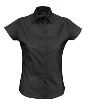 Рубашка женская с коротким рукавом EXCESS, черная купить с нанесением логотипа оптом на заказ в интернет-магазине Санкт-Петербург