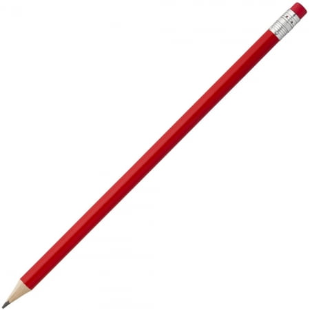 Карандаш простой Hand Friend с ластиком, красный купить с нанесением логотипа оптом на заказ в интернет-магазине Санкт-Петербург