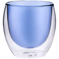 Стакан с двойными стенками Glass Bubble, синий купить с нанесением логотипа оптом на заказ в интернет-магазине Санкт-Петербург